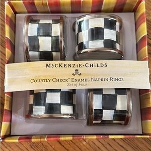 Mackenzie Childs Courtly Check Enamel Napkin Rings
